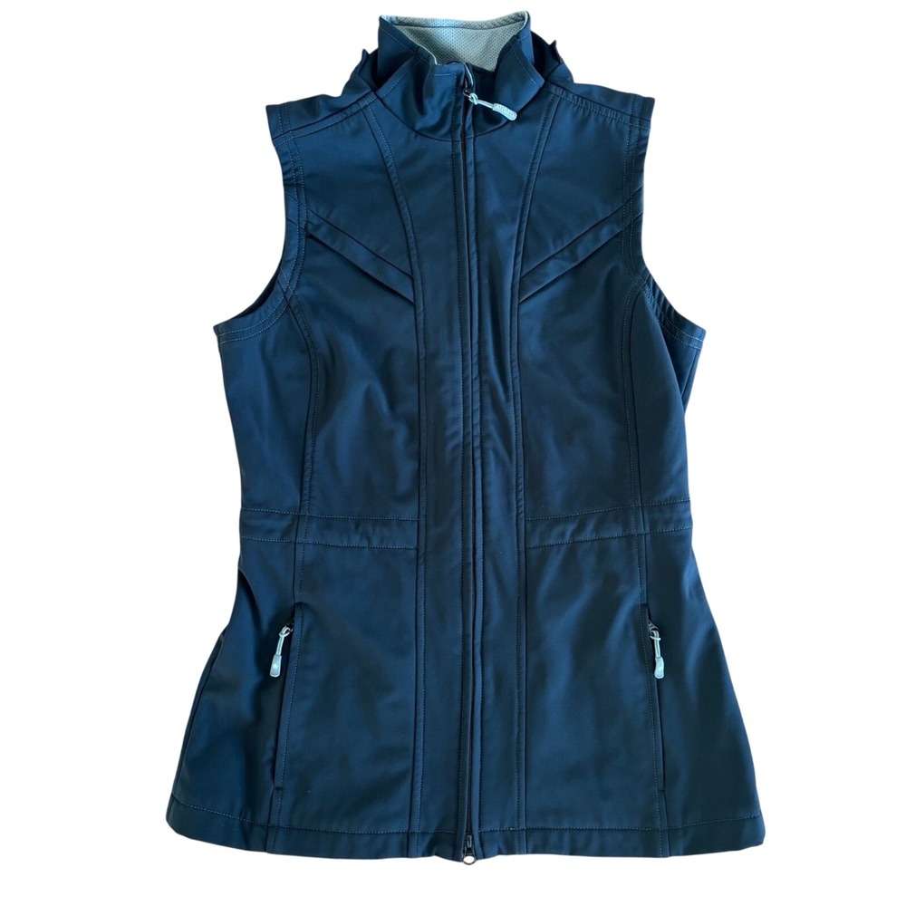 Athleta Black Softshell Fleece Lined Full Zip Vest Women Small 41318